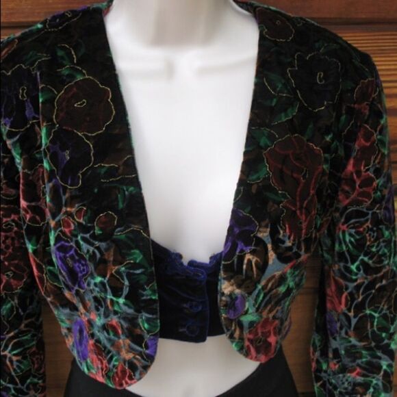 Vintage Velvet Bralette Cropped Jacket - Picture 3 of 8